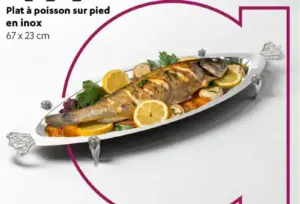 Plat à poisson sur pied en inox