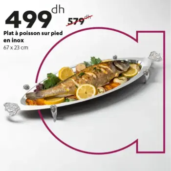 Plat à poisson sur pied en inox