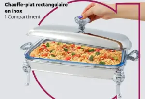 Chauffe-plat rectangulaire en inox 1 compartiment