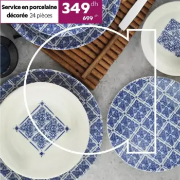 Service décorée 24 pièces en porcelaine divers modèles