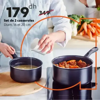 Set de 2 casseroles diamètre 16/20cm