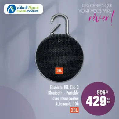 Enceinte JBL Clip 3 Autonomie 10h