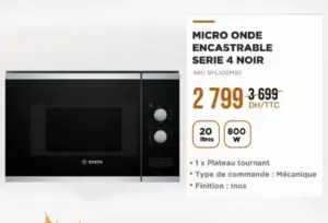 Micro-onde encastrable série 4 noir BOSCH