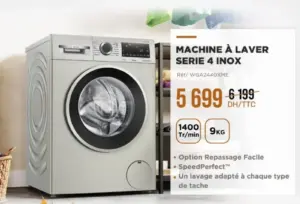 Machine à laver Série 4 en inox 9kg BOSCH