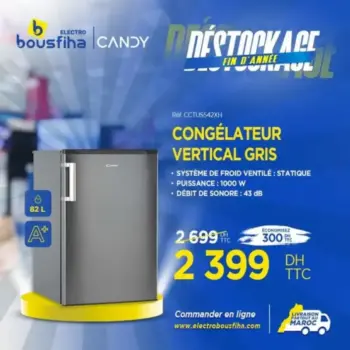 Congélateur vertical gris 82 litres CANDY