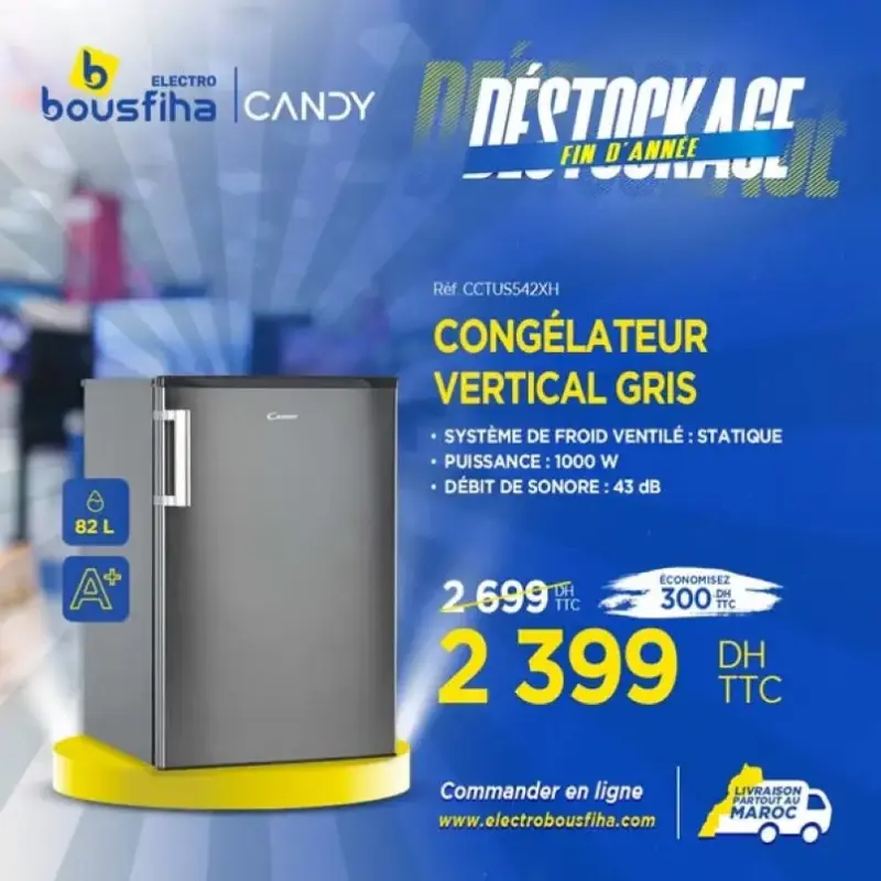  Congélateur vertical gris 82 litres CANDY