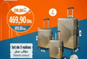 Set de 3 valises divers couleurs