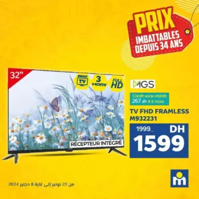 Smart TV FHD FRAMLESS 32 pouces récepteur intégré