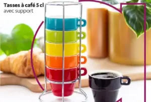 Tasses à café 5cl coloré avec support