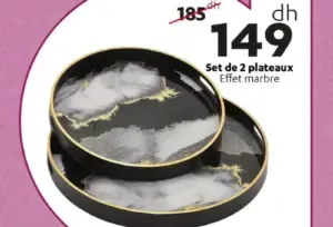 Set de 2 plateaux effet marbre