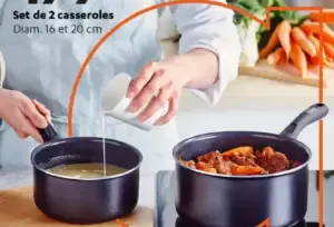 Set de 2 casseroles diamètre 16/20cm