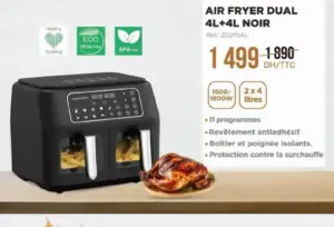 Air Fryer 4+4 litres noir SCHNEIDER