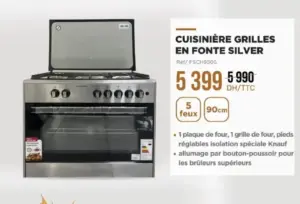 Cuisinier grilles en fonte 5 feux 90cm SCHNEIDER