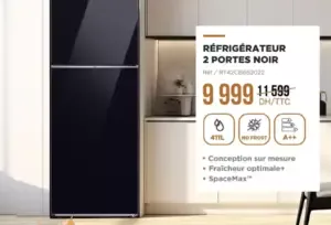 Réfrigérateur 2 portes noir 411 litres