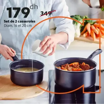 Set de 2 casseroles diamètre 16 et 20cm