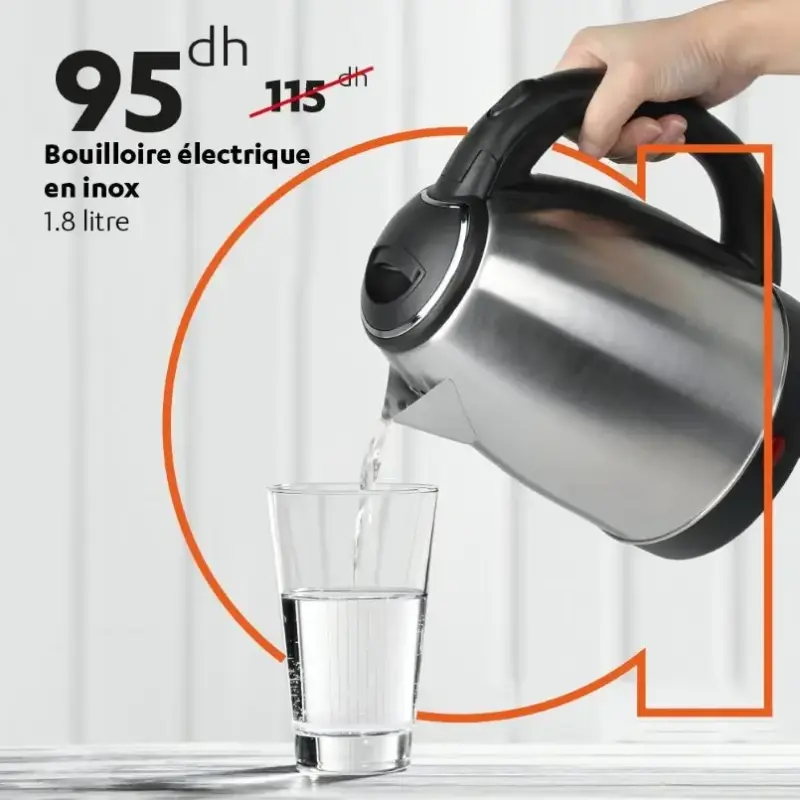 Bouilloire électrique en inox 1.8 litre