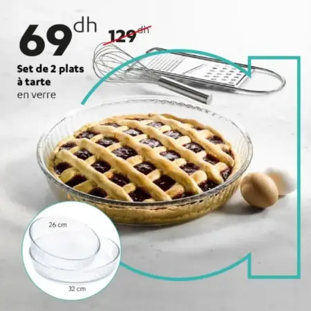 Set de 2 plats à tarte en verre