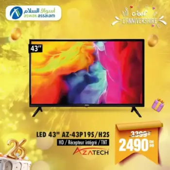 Smart TV HD 43 pouces AZATECH récepteur intégré TNT