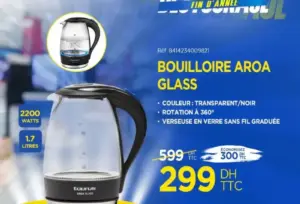 Bouilloire AROA GLASS 1.7 litre TAURUS