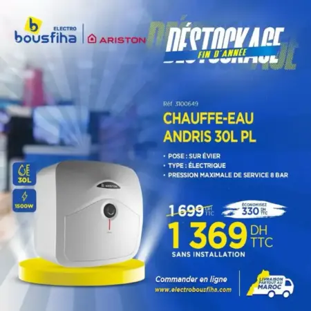 Chauffe-eau électrique ANDRIS 30 litres ARISTON